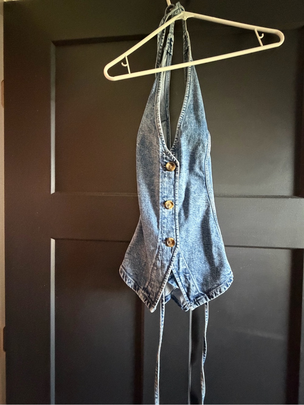 American Eagle Outfitters Blue Denim Halter Vest